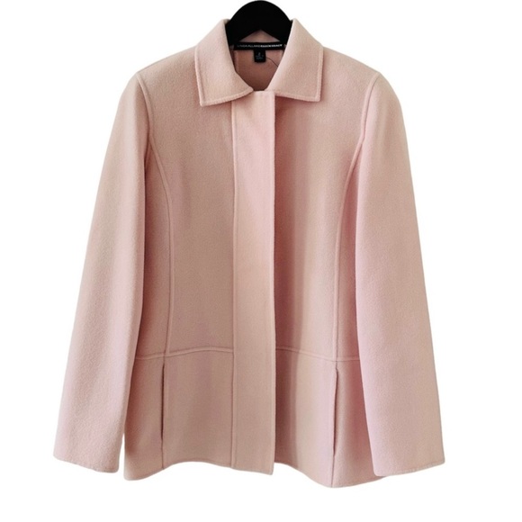 NEW Linda Allard Ellen Tracy Light Pink Button Down Wool Coat Size